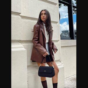 Princess Polly Morrison Brown Faux Leather Blazer Jacket XS/S